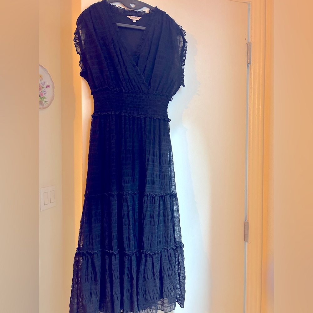 Nannette Lepore Black Ruffled Tiered Maxi Dress  NWOT  Size 8
